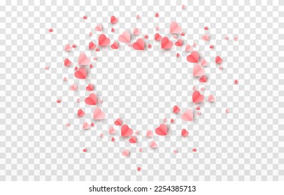 Vector paper hearts png. Heart shaped confetti png. Frame in the shape of a heart. Paper elements. Valentine's Day, March 8, Mother's Day.