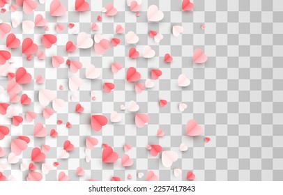 Vector paper hearts png. Heart shaped confetti png. Paper hearts on the surface. Valentine's Day, March 8, Mother's Day.
