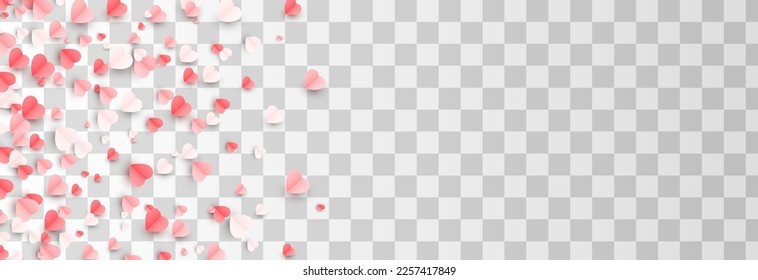 Vector paper hearts png. Heart shaped confetti png. Paper hearts on the surface. Valentine's Day, March 8, Mother's Day.