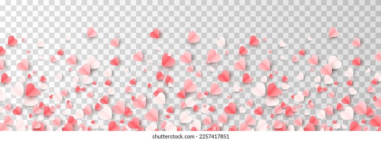 Vector paper hearts png. Heart shaped confetti png. Paper hearts on the surface. Valentine's Day, March 8, Mother's Day.