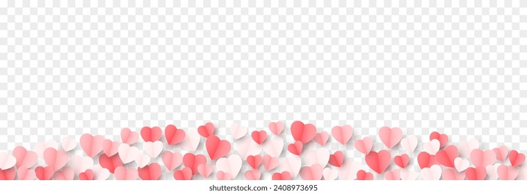 Vector paper hearts png. Multi-colored paper products, origami, confetti. Multi-colored hearts are scattered across the surface png. Valentine's Day.