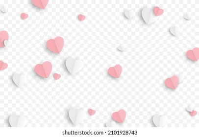 Vector Paper Hearts Png. Valentine's Day, Pink And White Hearts Png, Love, Holiday, Paper Elements.