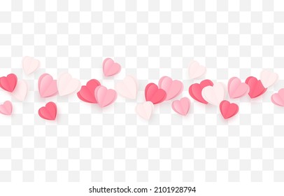 Vector paper hearts png. Valentine's day, pink and white hearts png, love, holiday, paper elements.