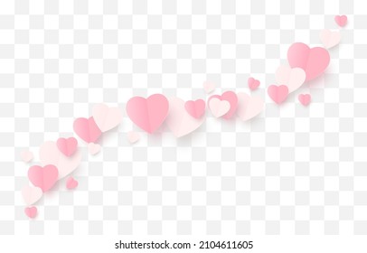 Vector paper hearts png. Valentine's day, pink and white hearts png, love, holiday, paper elements.