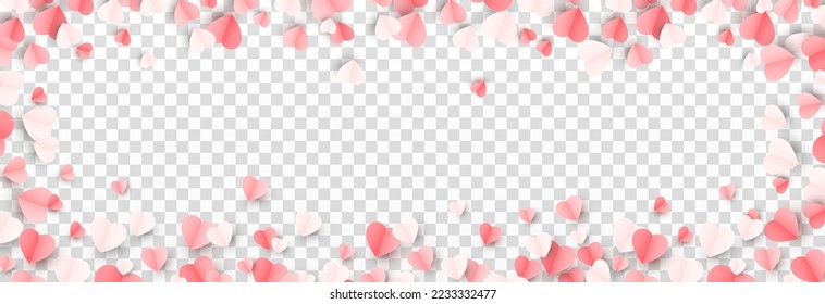 Vector paper hearts png. Valentine's Day, multicolored hearts png. Love, holiday, paper elements.