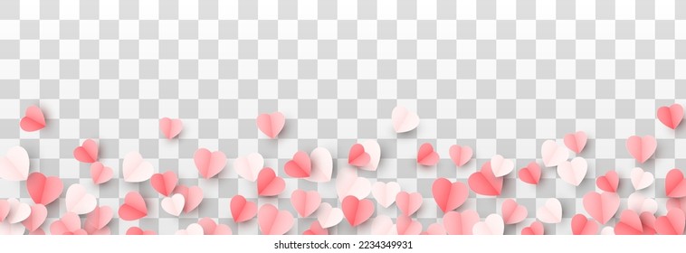 Vector paper hearts png. Valentine's Day, multicolored hearts png. Love, holiday, paper elements.