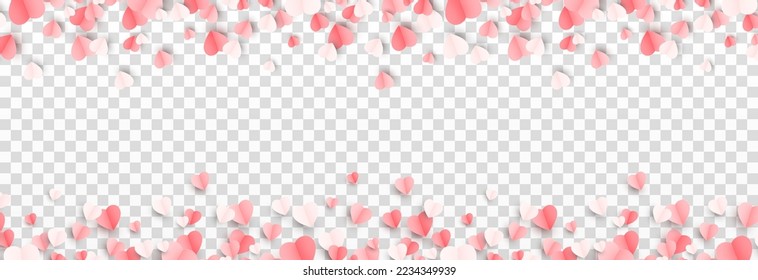 Vector paper hearts png. Valentine's Day, multicolored hearts png. Love, holiday, paper elements.