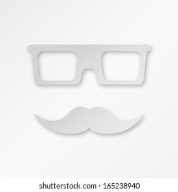 Vector Paper Hipster Background With Glasses And Mustache