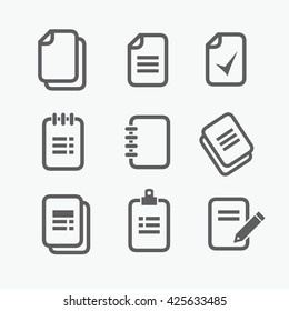 Vector paper icons. Office documents, notepads, files.
