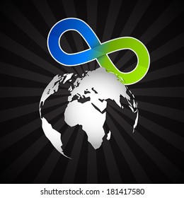 Vector Paper Infinity Symbol and Earth - Globe on Space