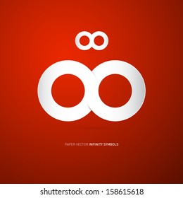 Vector Paper Infinity Symbol on Red Background
