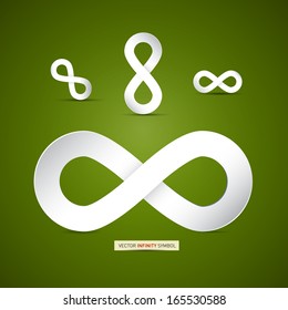 Vector Paper Infinity Symbol on Green Background 