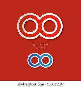 Vector Paper Infinity Symbols on Red Background