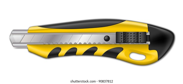 Vector paper knife on the white background