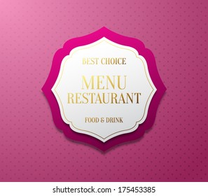 Vector paper label / badge with dotted pattern design background. Retro vintage style