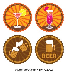vector paper label beer and cocktails