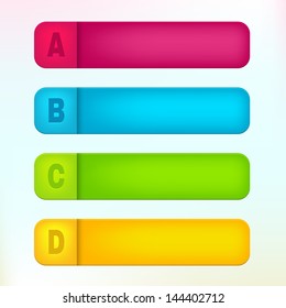 Vector paper labels with letters A, B, C, D