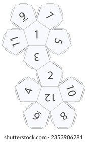 vector paper and laser cut D12 dice template