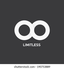 vector paper Limitless symbol icon on stylish black background