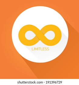 vector paper Limitless symbol icon on stylish orange background