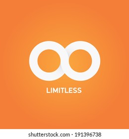 vector paper Limitless symbol icon on stylish orange background