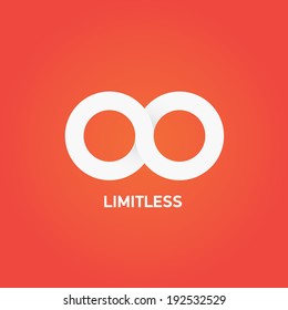 vector paper Limitless symbol icon on stylish red background