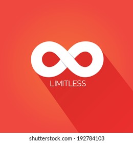 vector paper Limitless symbol icon on stylish red background