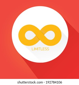 vector paper Limitless symbol icon on stylish red background