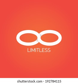 vector paper Limitless symbol icon on stylish red background
