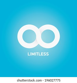 vector paper Limitless symbol icon on stylish blue background