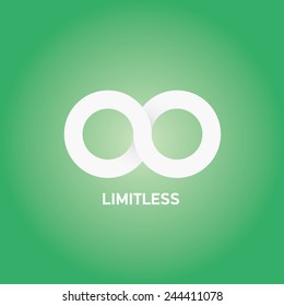 vector paper Limitless symbol icon on stylish green background