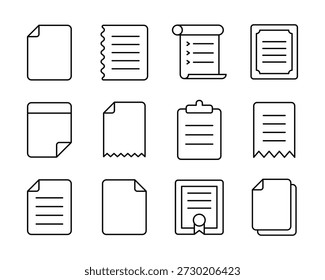 Papel vetorial com conjunto de ícones de estilo de linha