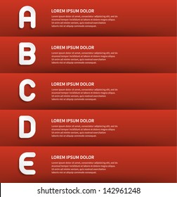 Vector paper lines and letters A, B, C, D, E design template for web site. Vector illustration.
