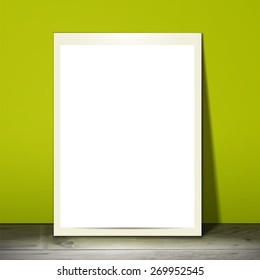 vector paper mockup hanging with paper. White blank stationary near the wall with shadow.