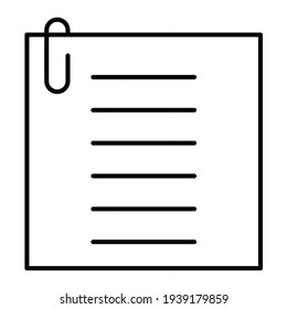 Vector Paper Note Outline Icon Design
