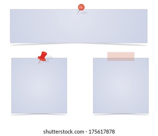 Vector paper notes with push pins