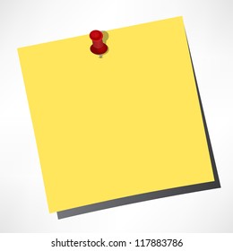 vector paper notes of yellow color on a white background with a pushpin
