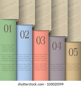 Vector paper numbered banners.Design template in pastel colors