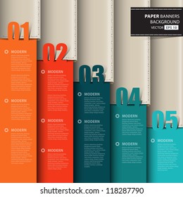 Vector paper numbered and leather banners.Design template