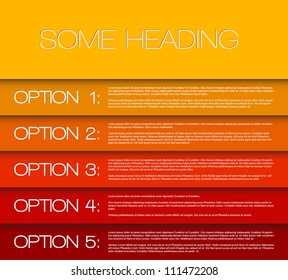 Vector Paper options background / product choice or versions from yellow to red