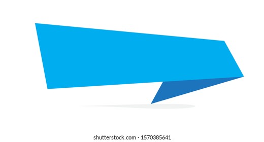 Vector paper origami banner in flat design. Blue vector origami label isolated