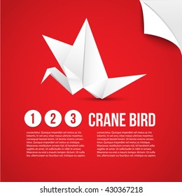 Vector paper origami crane icon. Paper design for your identity. Origami logo modern style