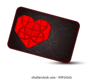 vector paper origami heart on a vintage backdrop, may be used as a Saint Valentine backdrop