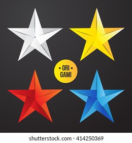 Vector Paper Origami Star Icon. Colorful Set. Design For Your Identity. Logo Modern Style