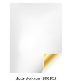 Vector paper page curl with gold corner