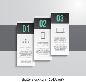 Vector paper panel / banners template with grey background for business design, infographics, reports, step presentation, progress, number options, websites or workflow layout. Clean and modern style