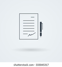 Vector paper with pen icon. Logo. Pictogram. Button.