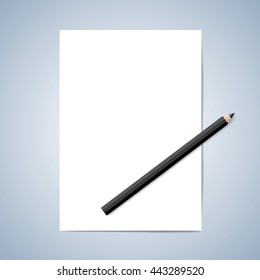 Vector paper and pencil, Blank paper, Lined paper with pencil, layout template for graphic, creative, business, education,  A4 size. vector illustration