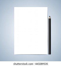 Vector paper and pencil, Blank paper, Lined paper with pencil, layout template for graphic, creative, business, education,  A4 size. vector illustration