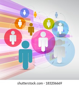 Vector Paper People in Circles - Social Media Connection Symbols
